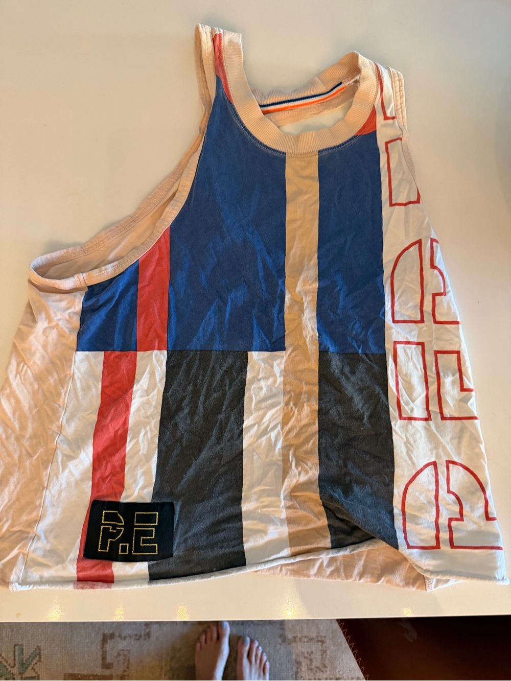 P.E Nation Multicolor Striped Racerback Tank — Blue, Red, Black, White